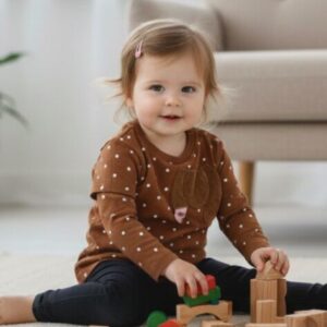 blusa de niña marca people – marrón con lunares