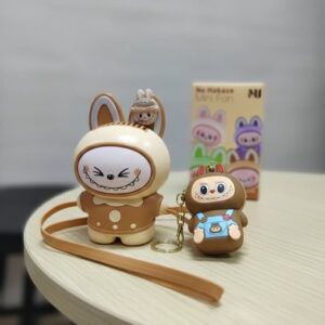 combo labubu: mini ventilador portátil + llavero monedero a juego
